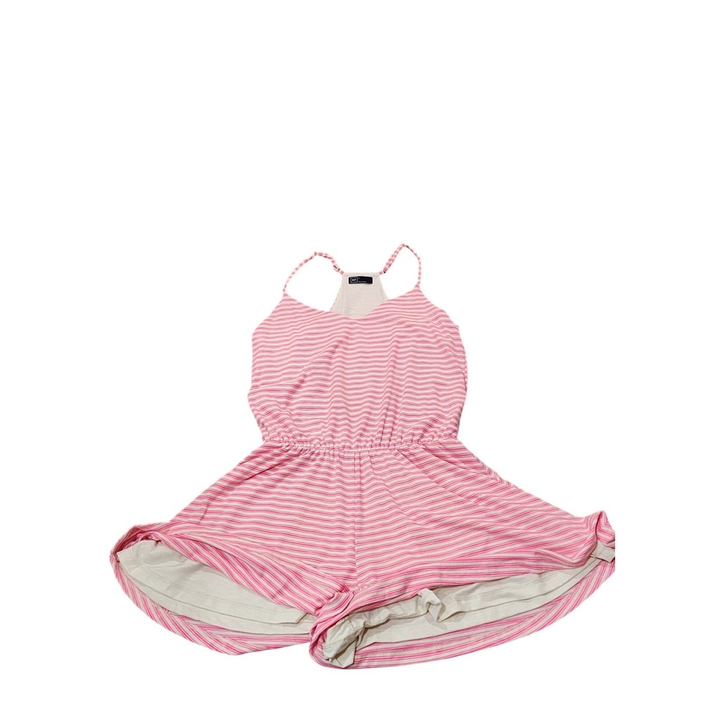 GAP Pink White Striped Sleeveless Romper Women's Summer Casual Beach - Picture 4 of 5